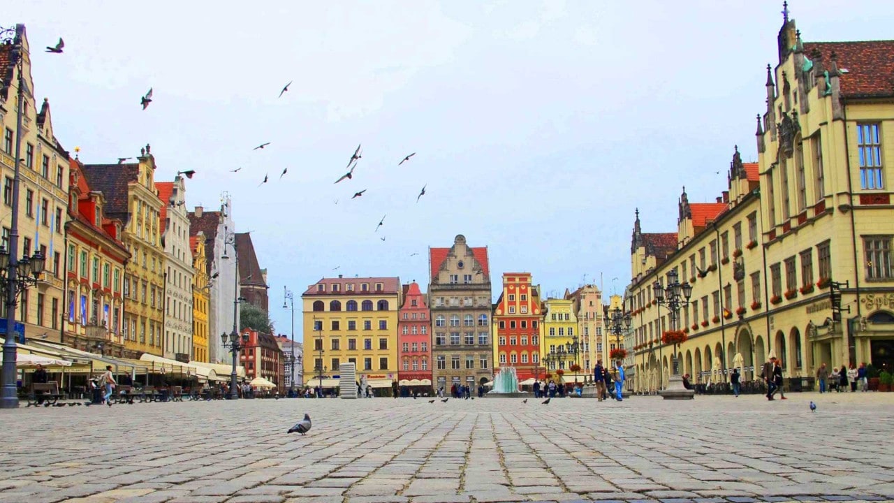 Main square in Wrocław, Poland"\
